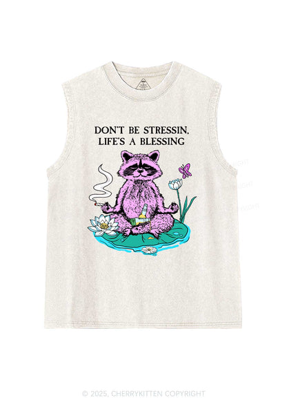 Dont Stress Raccoon Y2K Washed Muscle Tank Cherrykitten