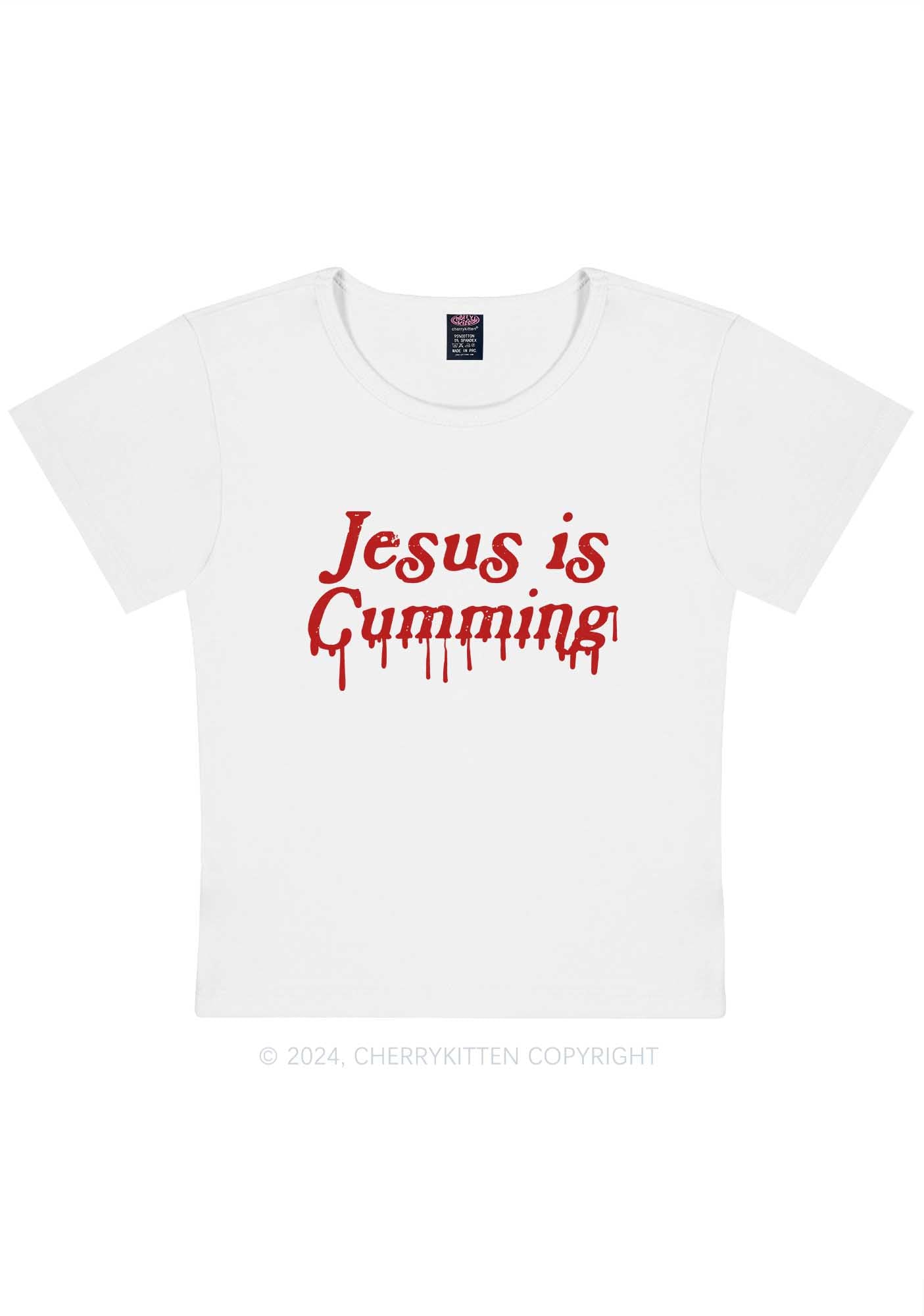 Curvy Jesus Is Cumming Y2K Baby Tee Cherrykitten