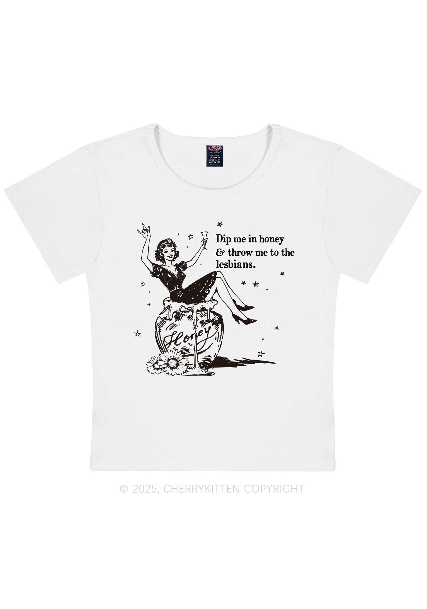 Throw Me To The Lesbians Pride Y2K Baby Tee Cherrykitten