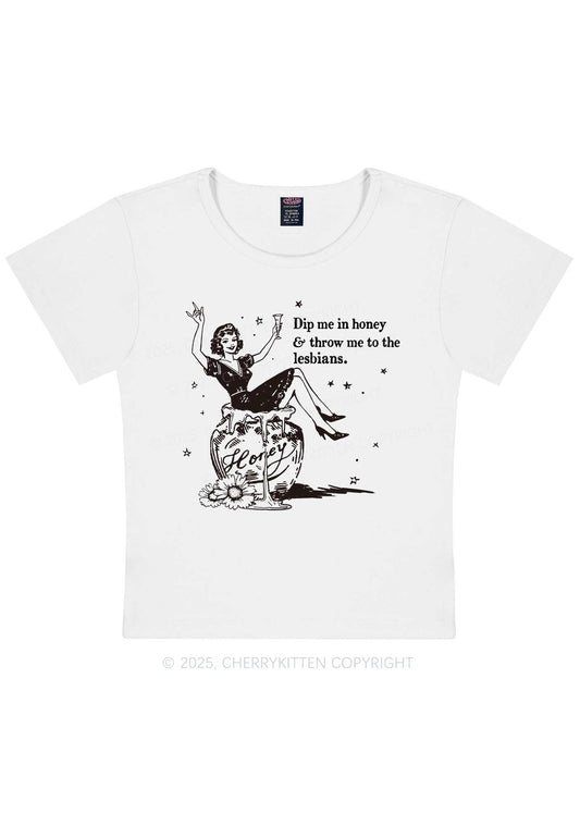 Throw Me To The Lesbians Pride Y2K Baby Tee Cherrykitten