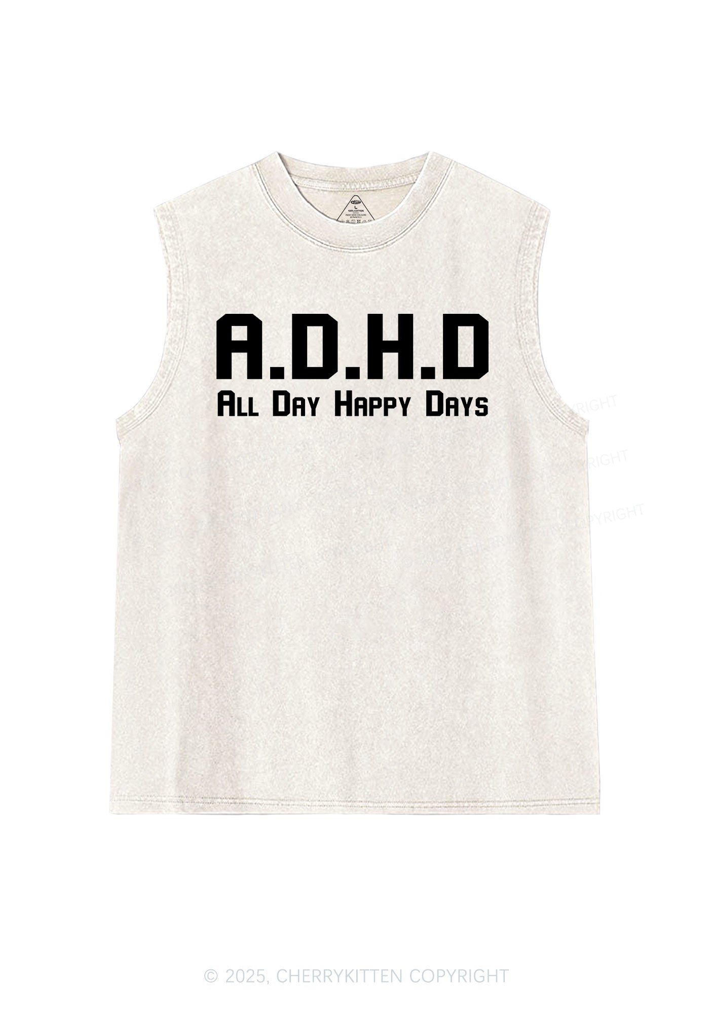 All Day Happy Days Y2K Washed Muscle Tank Cherrykitten