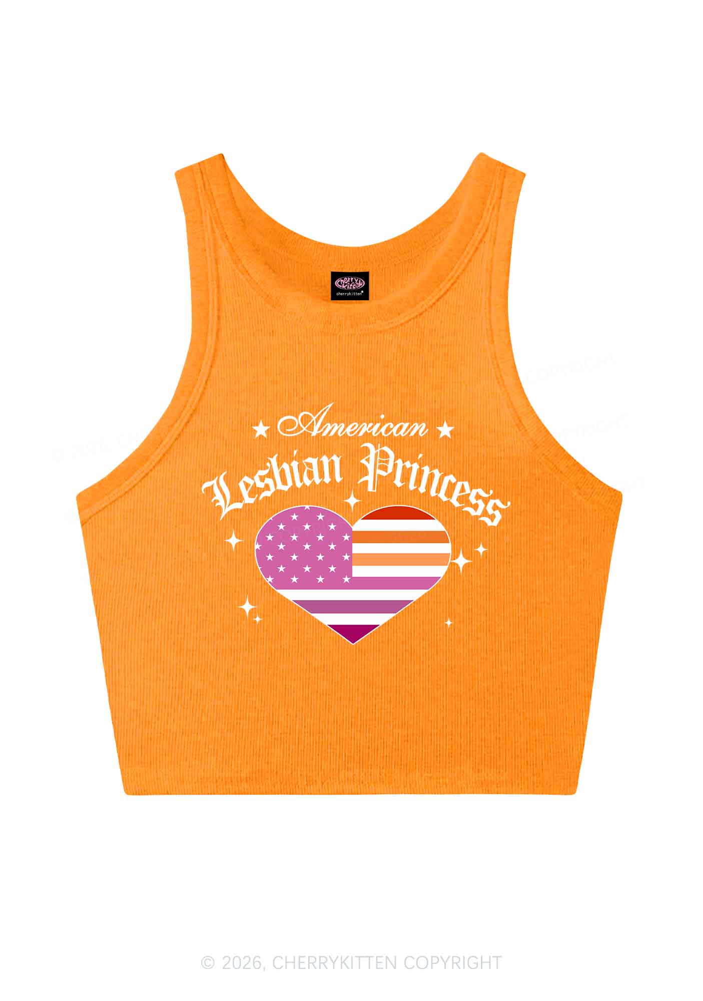 American Lesbian Princess Flag Pride Y2K Crop Tank Top Cherrykitten