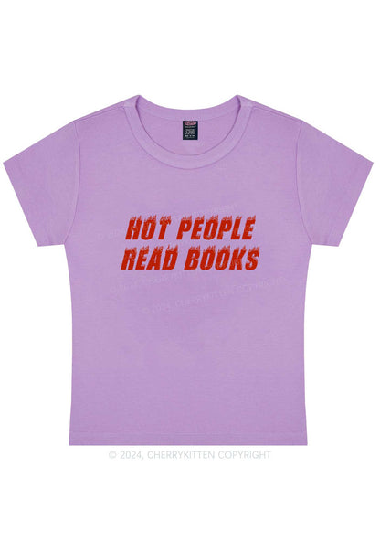 Hot People Read Books Y2K Baby Tee Cherrykitten