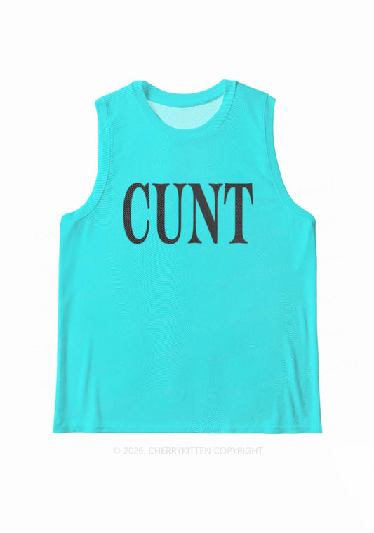 Aqua Blue Cxxt Y2K Mesh Muscle Tank Cherrykitten