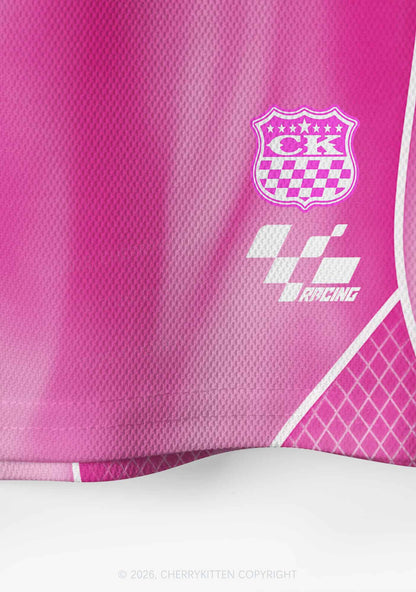 Hot Pink Bisexual Princess Pride Y2K Crop Sport Jersey Shirts Cherrykitten