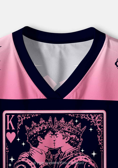 Pink Black Gay King Pride Y2K Crop Sport Jersey Shirts Cherrykitten