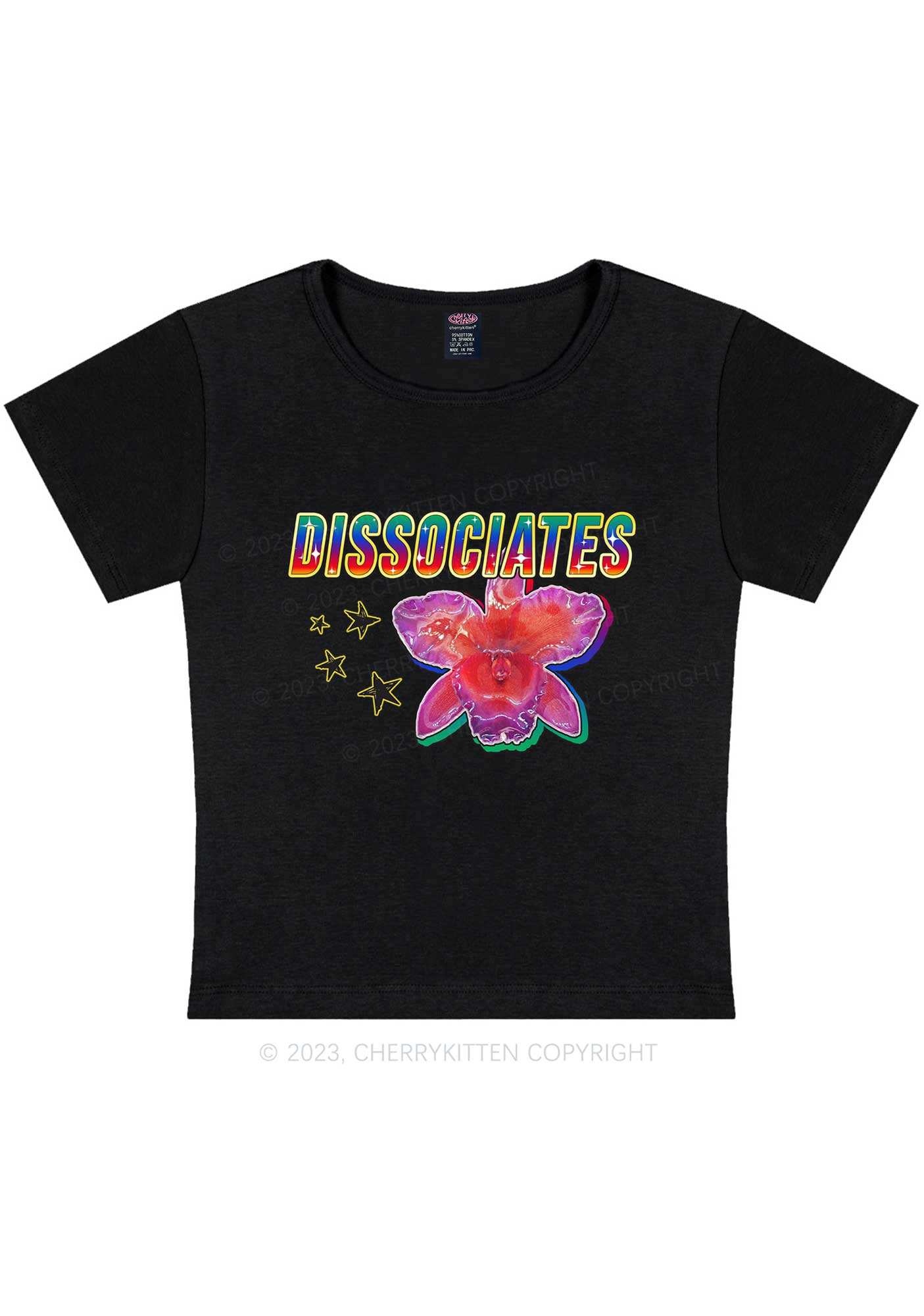 Curvy Dissociates Flower Y2K Baby Tee Cherrykitten