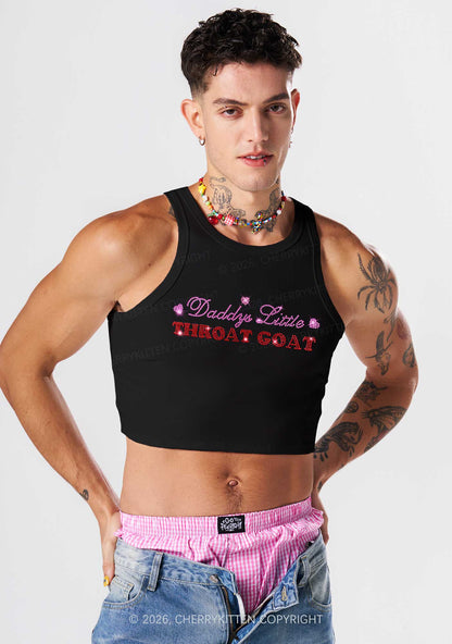 Rhinestone Daddys Little Throat Goat Y2K Crop Tank Top Cherrykitten