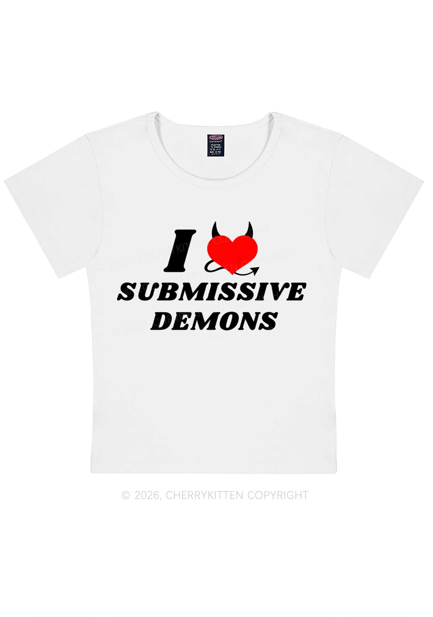 Halloween I Love S Demons Y2K Baby Tee Cherrykitten