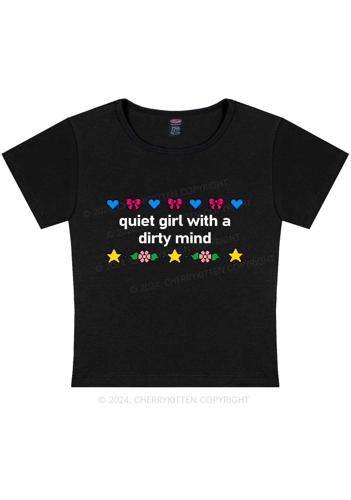Curvy Quiet Girl Dirty Mind Y2K Baby Tee Cherrykitten