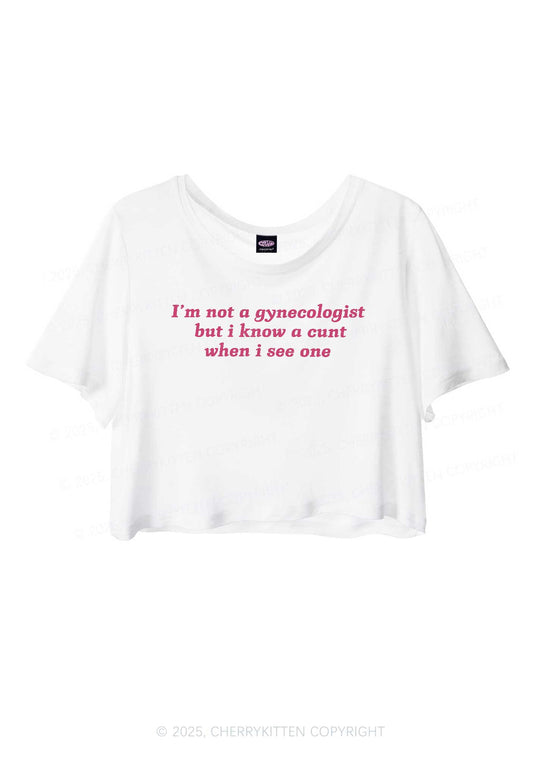 Im Not Gynecologist Y2K Sheer Crop Tee Cherrykitten