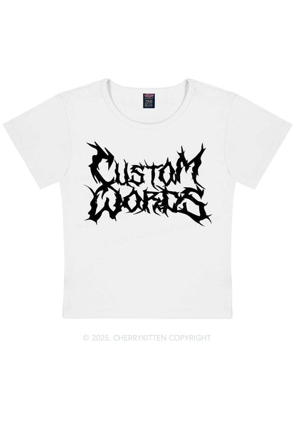 Custom Text Punk Font Y2K Baby Tee Cherrykitten