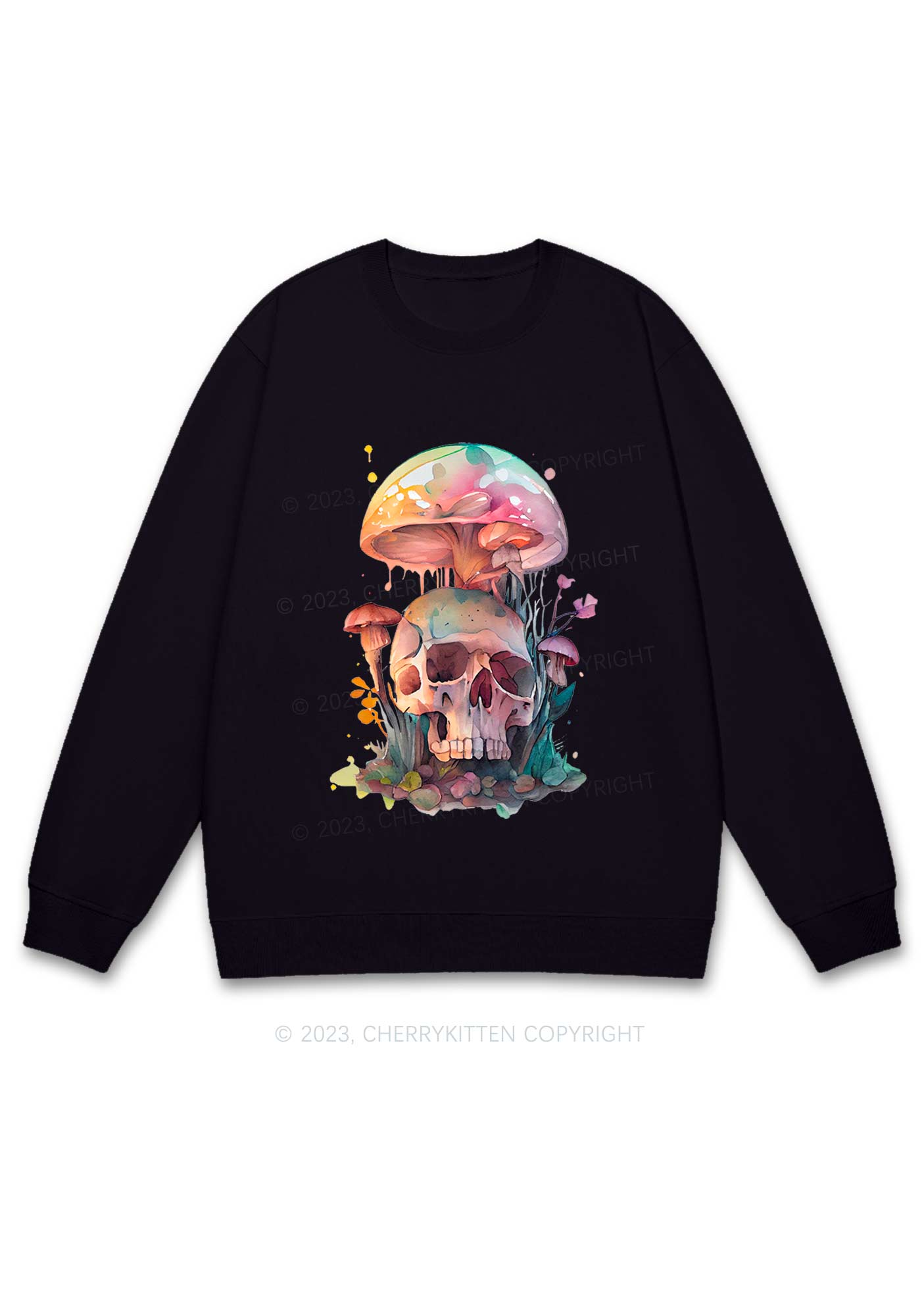 Halloween Skull Mushroom Y2K Sweatshirt Cherrykitten