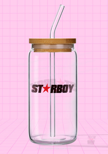 Red Starboy Y2K Printed Glass Cup Cherrykitten