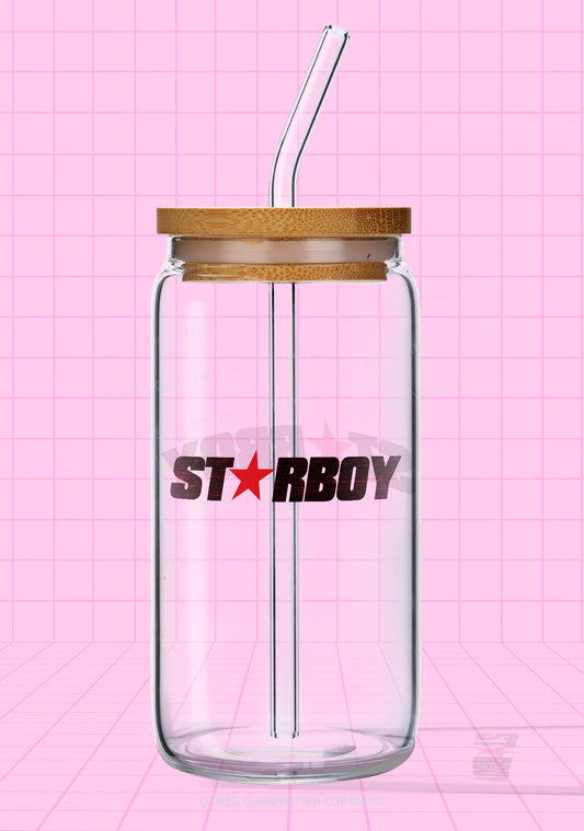 Red Starboy Y2K Printed Glass Cup Cherrykitten