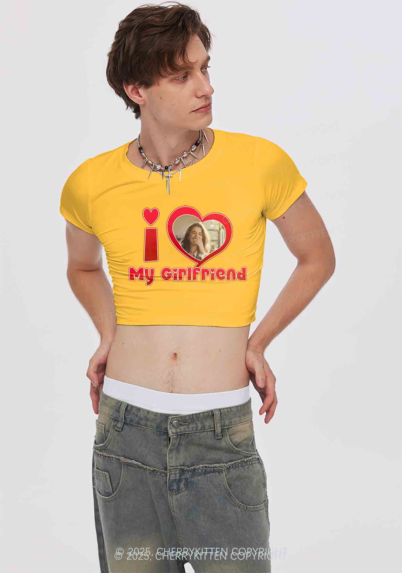 Custom BF GF Red Heart Y2K Valentine's Day Baby Tee Cherrykitten