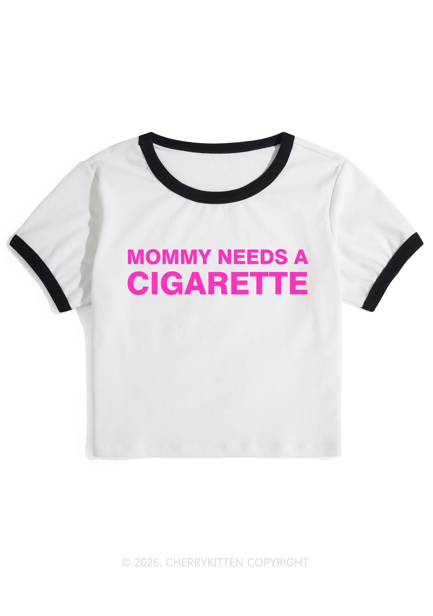 Mommy Needs A Cigarette Y2K Ringer Tee Cherrykitten