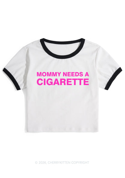 Mommy Needs A Cigarette Y2K Ringer Tee Cherrykitten