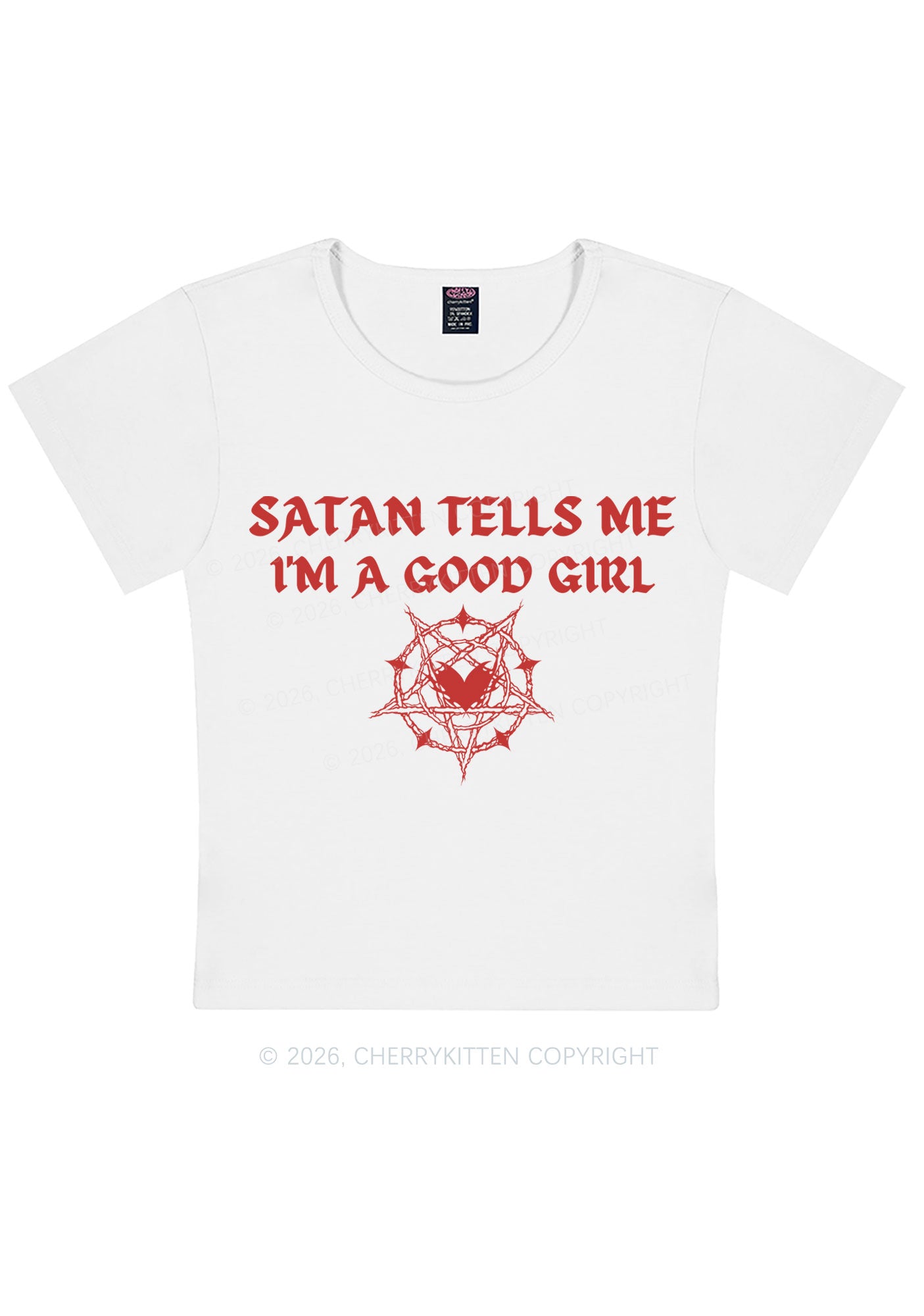 Halloween Im A Good Girl Y2K Baby Tee Cherrykitten