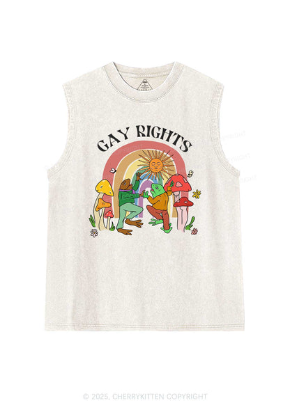 Gay Rights Pride Y2K Washed Muscle Tank Cherrykitten