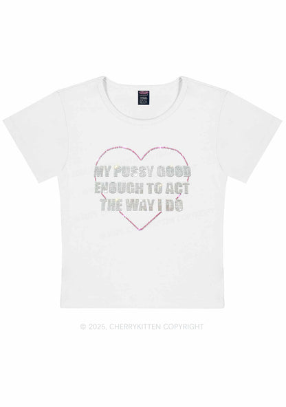 Rhinestone Good Enough To Act Y2K Baby Tee Cherrykitten