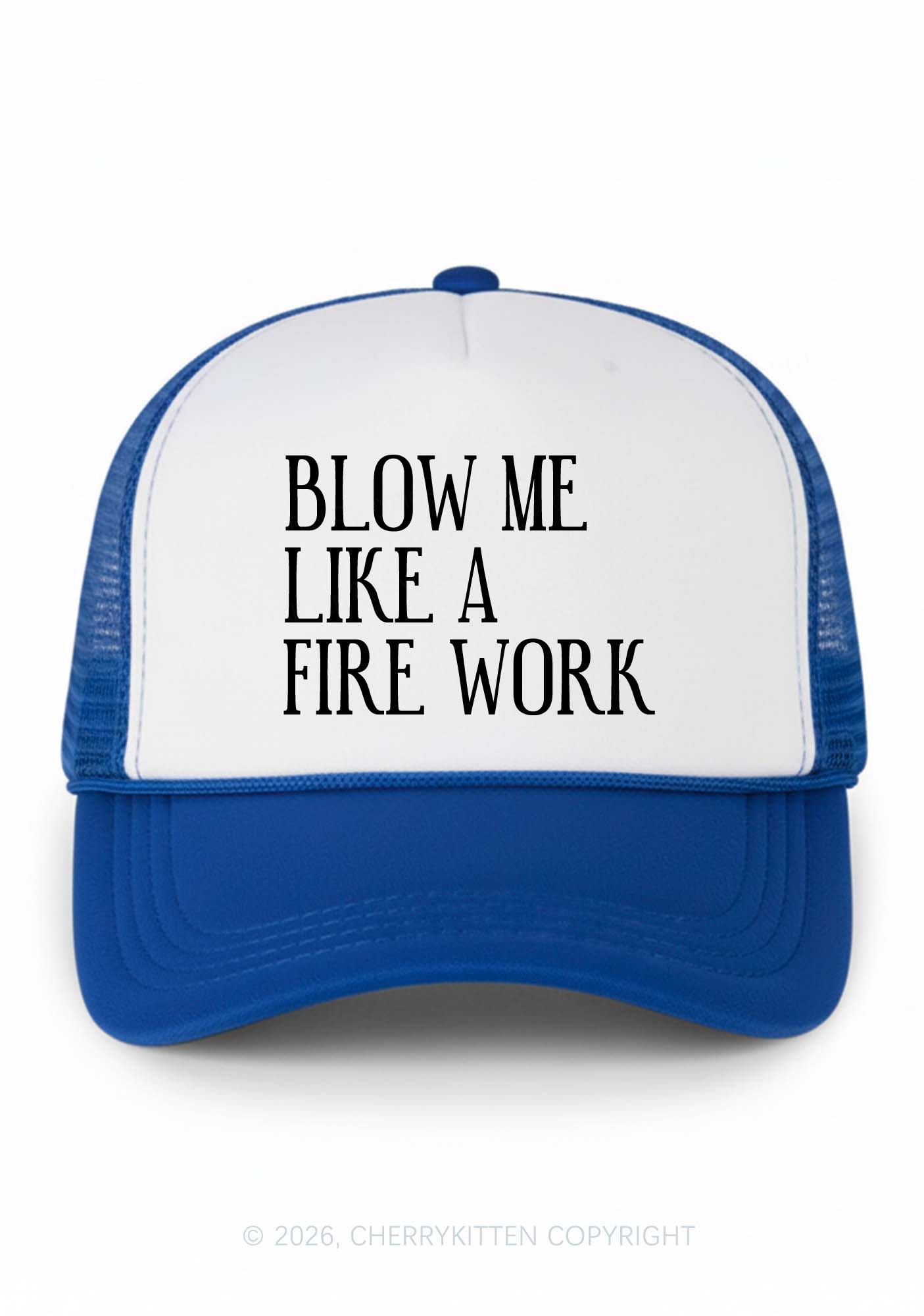 Blow Me Like Fire Work Y2K Colorblock Trucker Hat Cherrykitten