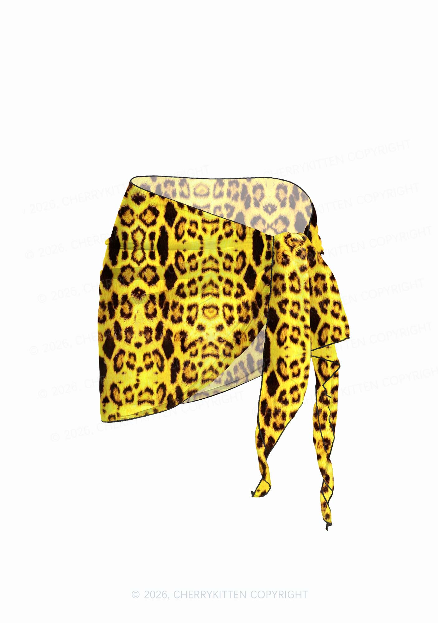 Yellow Leopard Y2K Print Bikini Set Cherrykitten