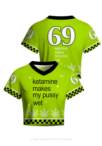 Kxxamine Makes My Puxxy Wet Y2K Crop Football Jersey Shirts Cherrykitten