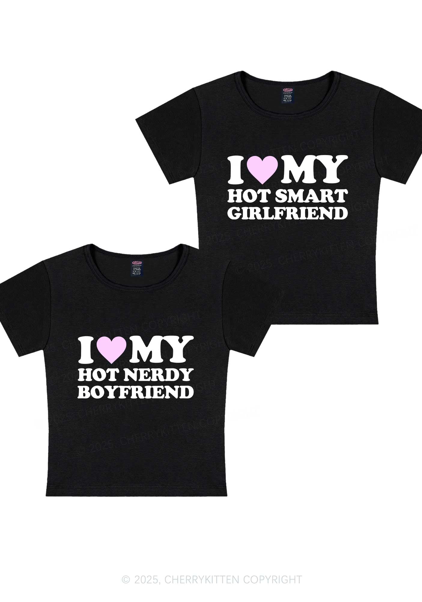 I Love My Hot Nerdy BF Y2K Valentine's Day Baby Tee Cherrykitten