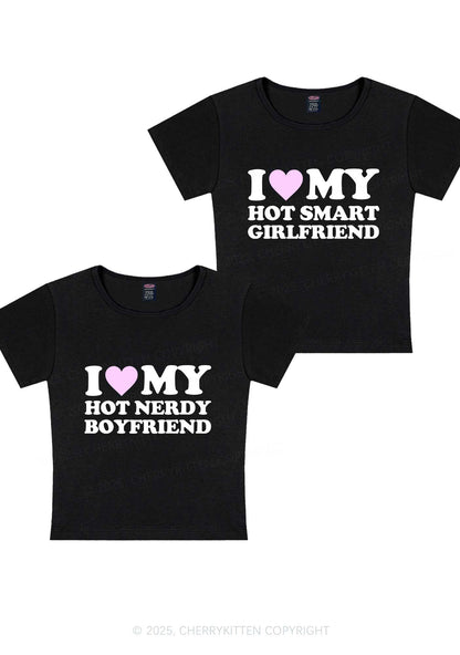 I Love My Hot Nerdy BF Y2K Valentine's Day Baby Tee Cherrykitten