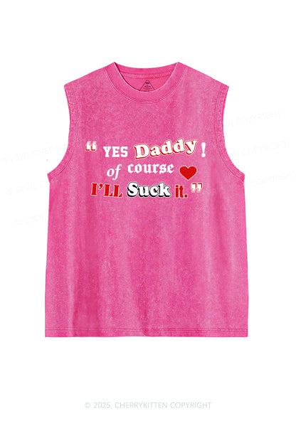 Daddy Suck It Y2K Washed Muscle Tank Cherrykitten