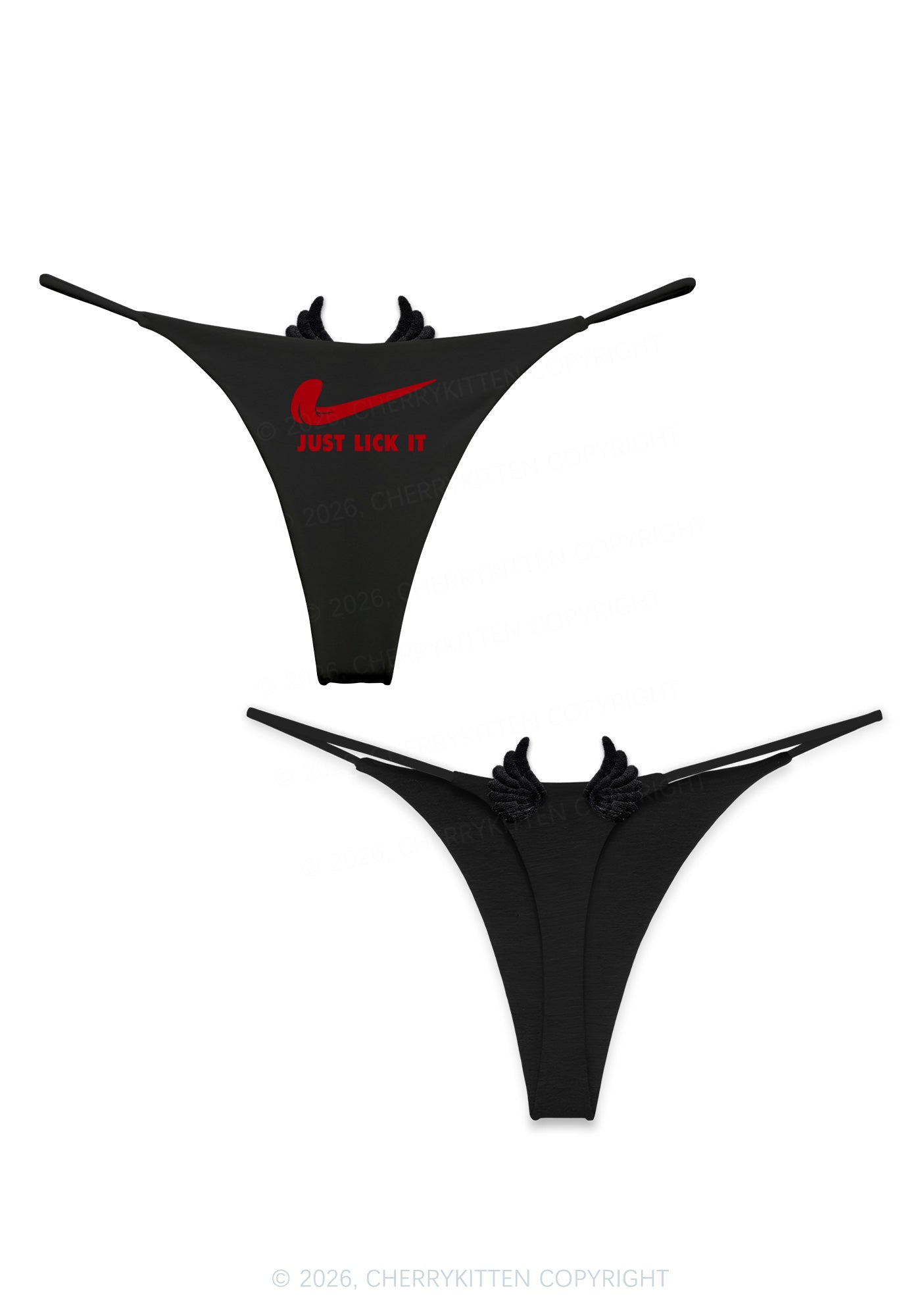 Just Lick It Y2K Goth Angel Wings Bikini String Thong Cherrykitten