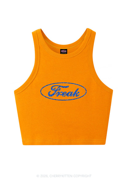 Glitter Oval Freak Y2K Crop Tank Top Cherrykitten