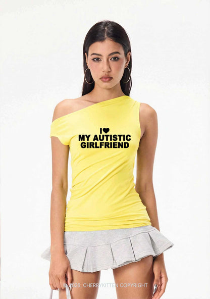 I Love My Autistic GF Valentine's Day Y2K Off Shoulder Tank Top Cherrykitten