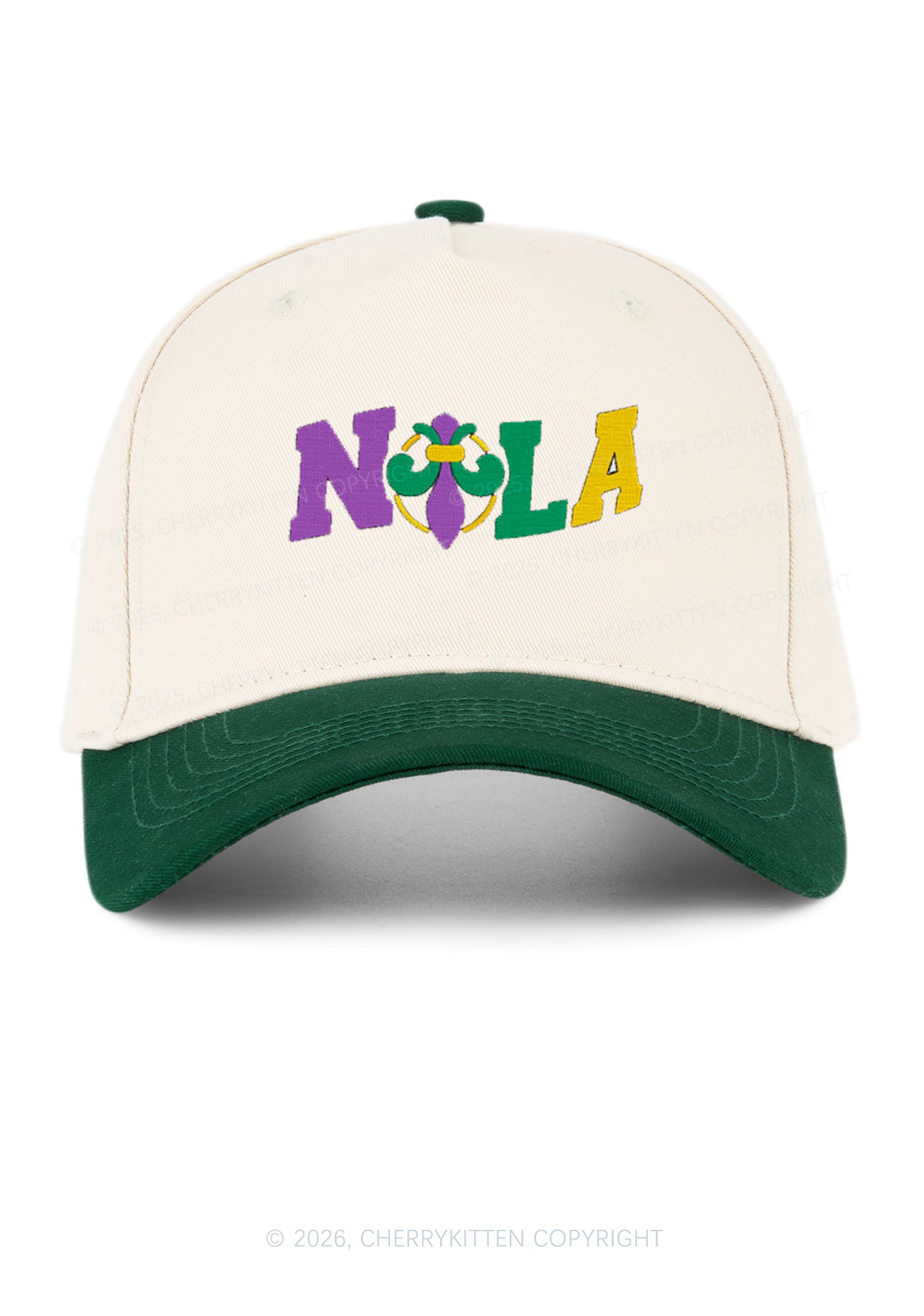 Embroidered Nola Fleur De Lis Y2K Color Block Baseball Cap Cherrykitten