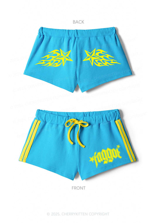 Faggot Star Pride Y2K Drawstring Mini Shorts Cherrykitten