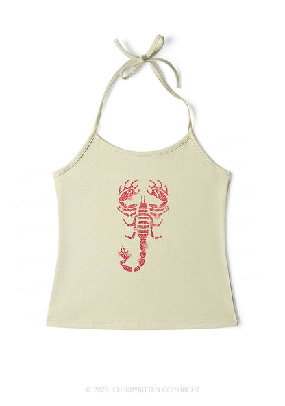Rhinestone Red Scorpion Y2K Halter Neck Cami Cherrykitten