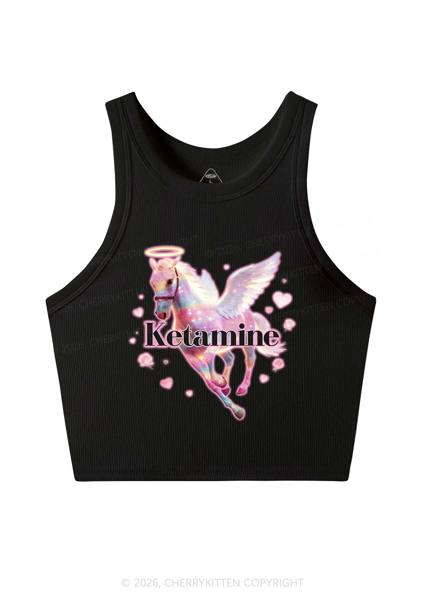 Angel K Horse Valentine's Day Y2K Crop Tank Top Cherrykitten