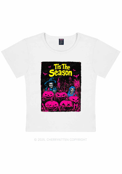 Halloween Tis The Season Skull Y2K Baby Tee Cherrykitten