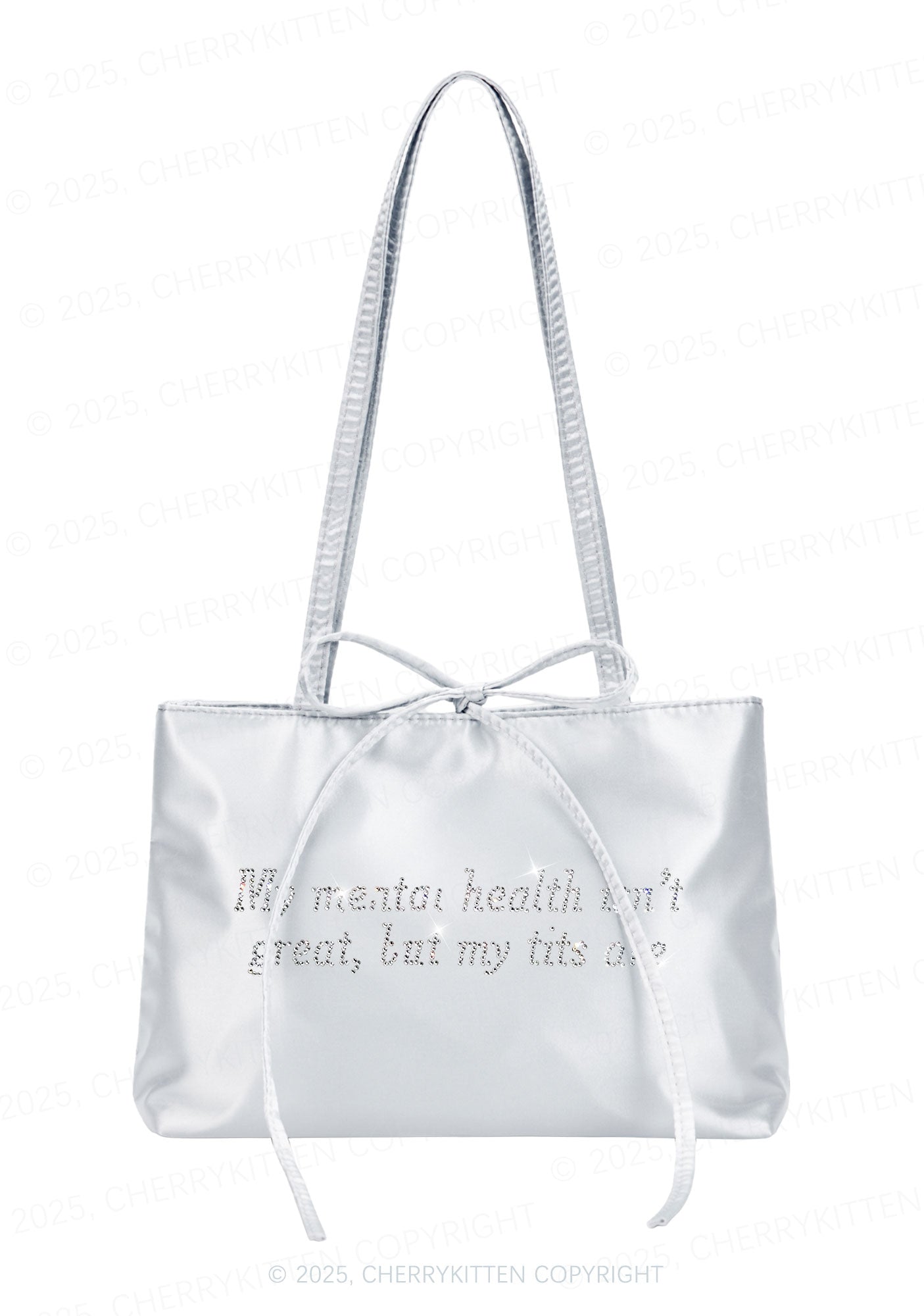 Rhinestone My Mental Health Isnt Great Y2K Satin Bags Cherrykitten