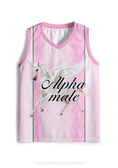 Pink Alpha Male Unicorn Pride Y2K Sport Jersey Tank Cherrykitten
