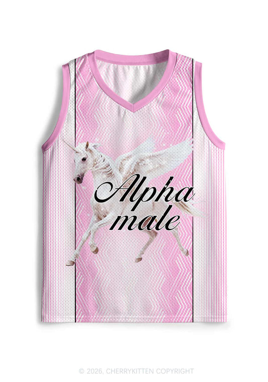 Pink Alpha Male Unicorn Pride Y2K Sport Jersey Tank Cherrykitten