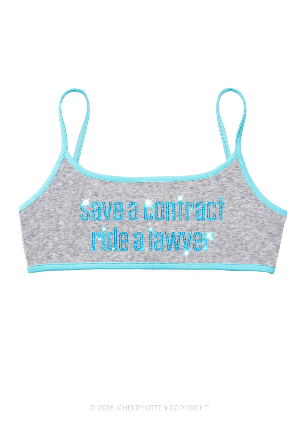 Rhinestone Ride A Lawyer Y2K Super Crop Cami Cherrykitten