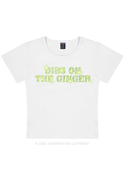 Rhinestone Dibs On The Ginger St Patricks Y2K Baby Tee Cherrykitten