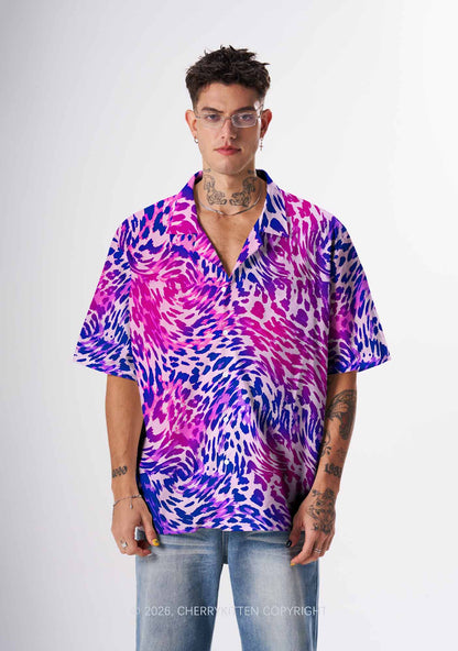Bisexual Leopard Pride Y2K Print Hawaiian Shirt Cherrykitten