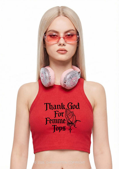 Thank God For Femme Tops Pride Y2K Crop Tank Top Cherrykitten