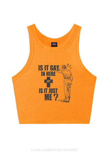 Is It Gay In Here Pride Y2K Crop Tank Top Cherrykitten