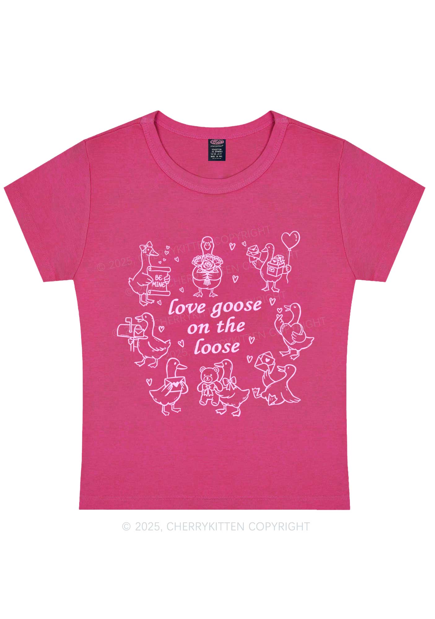 Love Goose On The Loose Valentine's Day Y2K Baby Tee Cherrykitten