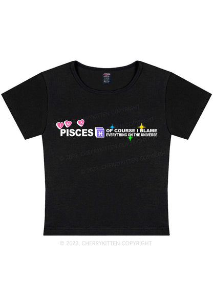 Curvy I'm A Pisces Y2K Baby Tee Cherrykitten