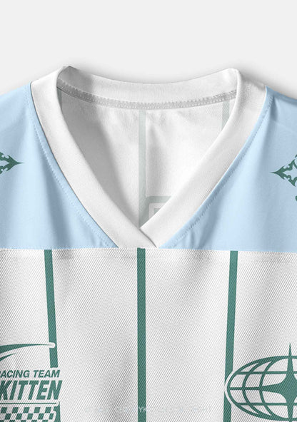 Green Stripes Bisexual Mess Pride Y2K Crop Sport Jersey Shirts Cherrykitten